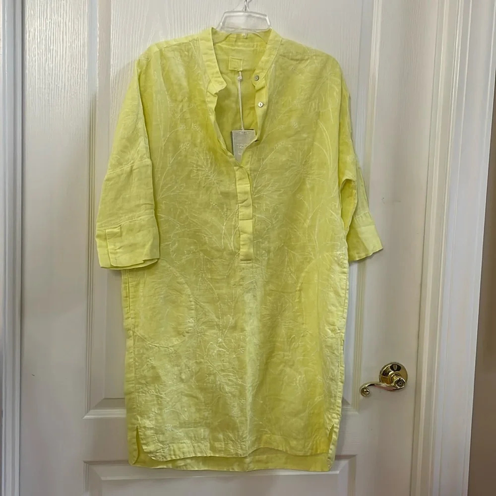 NWT 120% LINO Yellow Dress Size 42